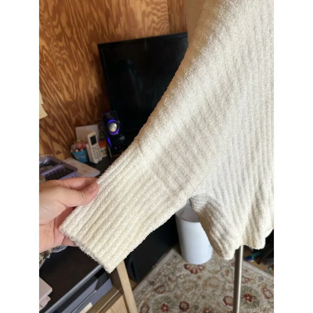 Barefoot Dreams Cozychic Lite Knit Soft Open Cardigan Cream 3/4 Sleeveless S/M - Picture 4 of 9